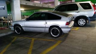 My CRV next to a nice CRX. Oh I heard silver cars are beige now!!?